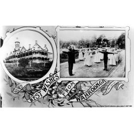 'Best Wishes from Wahroonga' [postcard], showing scenes of Sydney Sanatorium