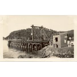 First dock built at Kangaroo Point during construction of Pacific Highway Hornsby-Brooklyn, 1920s