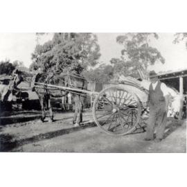 Allan James with his horse and cart at his dairy farm in Waitara
