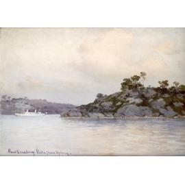 The royal yacht 'Ophir' at Flat Rock Point in the Hawkesbury (watercolour by Eduardo de Martino)