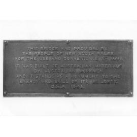 1945 DMR plaque on Hawkesbury River Road Bridge