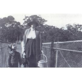 Crossing Mt Wilga Suspension Bridge, c. 1924