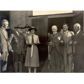Cutting the ribbon at Thornleigh Scout Hall