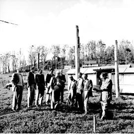 Scientists at radio astronomy field station, Hornsby, 1952