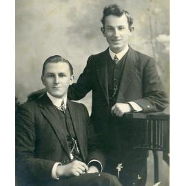 Studio portrait of Ernest George Pettet (seated) and an unidentified male c.1914
