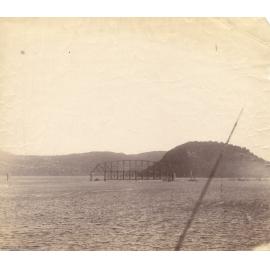 Span of First Hawkesbury River Railway Bridge being floated into position