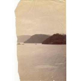 Work barge constructing the First Hawkesbury River Railway Bridge