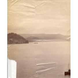 Work barge constructing the First Hawkesbury River Railway Bridge