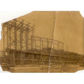 A span of the First Hawkesbury River Railway Bridge under construction  