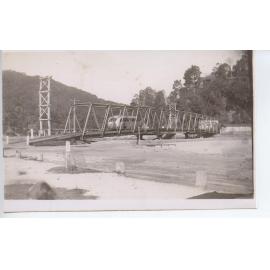 Bus crossing temporary army bridge at Bobbin Head