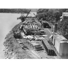 Bridge construction site on the Hawkesbury's southern shore