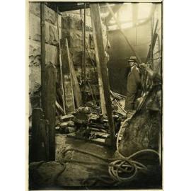 Inside the metal casing erected around the First Hawkesbury River Railway Bridge