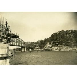 First Hawkesbury River Railway Bridge during the construction of the new bridge