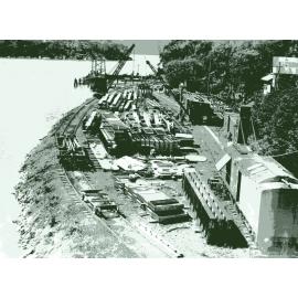 Hawkesbury River Railway Bridge demolition and construction site on the south side of the river