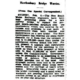Hawkesbury Bridge worries