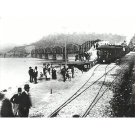 The VIPs arrive at the First Hawkesbury River Railway Bridge for the official opening