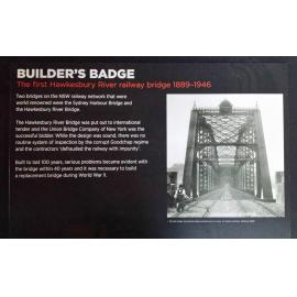 The Union Bridge Company's builder's badge information plaque at the NSW Rail Museum