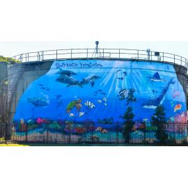 Aquatic mural on Hookhams Corner Reservoir
