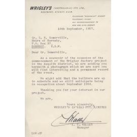 Wrigley's Factory letter, Asquith