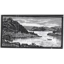 George Collingridge - woodcut, Wisemans Ferry showing the church