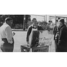 Clive Roots outside Hornsby Railway Hotel, C. 1960