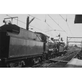 Locos 3249 & 3635 northbound at Hornsby Station, 1939
