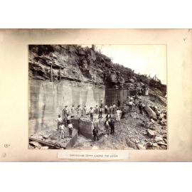 Quarrying for the piers for the building of the First Hawkesbury River Railway Bridge