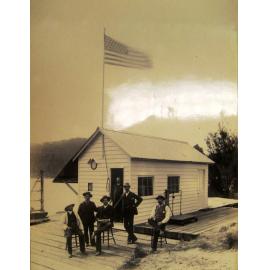 American Flag over the workers hut - First Hawkesbury River Railway Bridge
