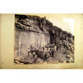 Quarrying for the piers for the building of the First Hawkesbury River Railway Bridge