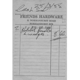 Friends Hardware Receipt - Normanhurst