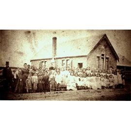 School students outside School Hall, St Paul's Anglican Church, Carlingford
