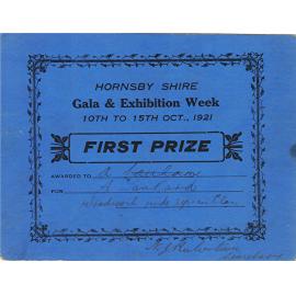 Hornsby Shire Gala Week Award - 1921