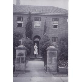 Entrance to Hornsby and District Hospital with Eileen Foster-Wall