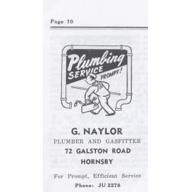G. Naylor, Plumber and Gasfitter, Hornsby