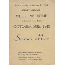 Welcome Home to Members of the Forces October 30th 1945