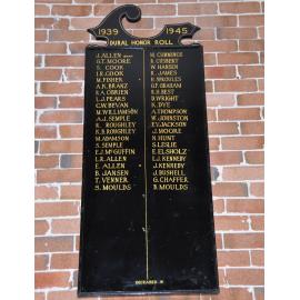 Second World War Honour Board in Dural Memorial Hall 