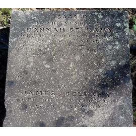 Headstone for Hannah Bellamy and James Bellamy