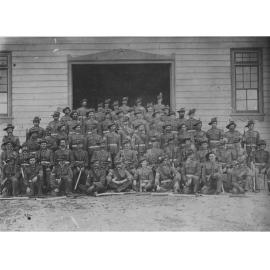 F. Company, Hornsby Militia outside the drill hall, Peats Ferry Road, Hornsby.