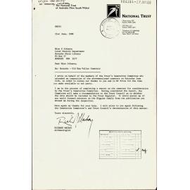 Old Mans Valley Cemetery National Trust Letter