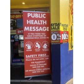 Signage at Pennant Hills during Covid-19 pandemic