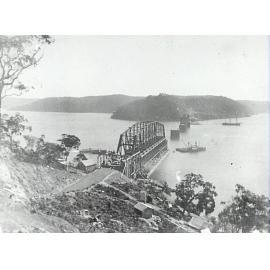 Building of the first Railway Bridge at Brooklyn
