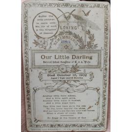 Memorial card for Doris Wells