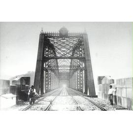 Workers on the first Hawkesbury River Railway Bridge, c. 1889