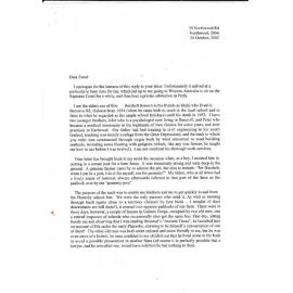 Letter written 2002 from James Burchett to Esme Wood re Galston History 