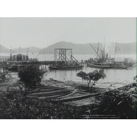 Landing guests at Dangar Island at opening of the first Hawkesbury River Railway Bridge