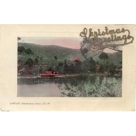 Hawkesbury River at Cowan, enscribed with 'Christmas greetings'