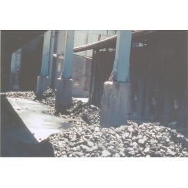 Coal outside the kiln at Thornleigh Brickworks c.1970s