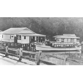 Huett's Boatshed, Berowa Waters, showing the launch Enterprise, 1930s