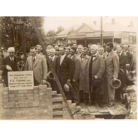 The English Cricket Team laying the foundation stone for Waitara Oval