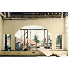 The stage of the Thornleigh School of Arts during demolition, c. 1980